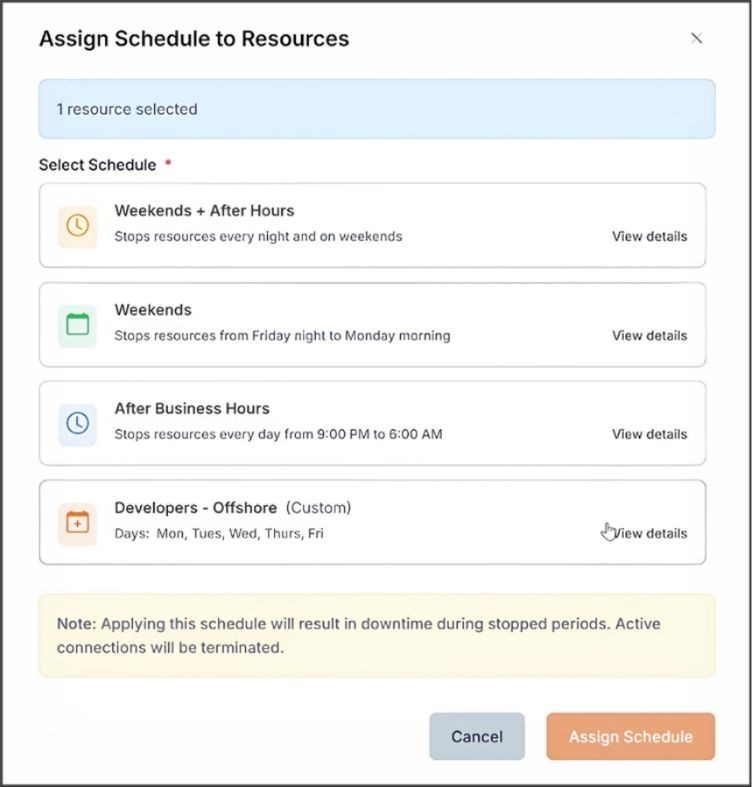 Kalos Waste Management - 1-click assigning resources to a schedule